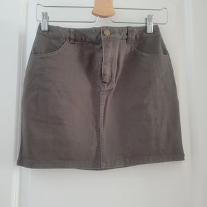 Olive denim mini skirt